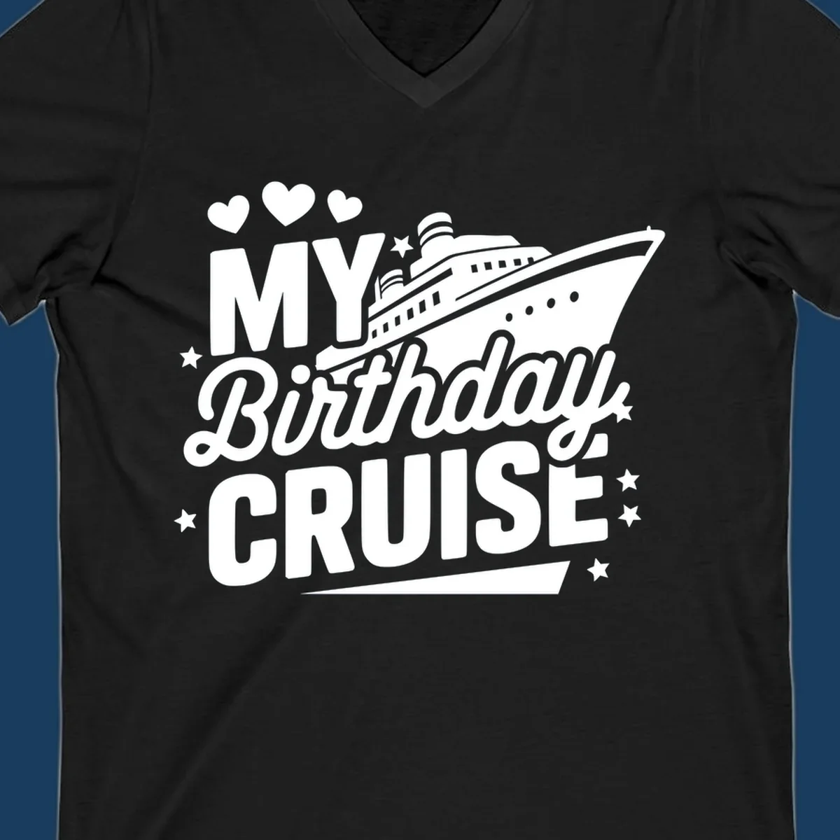 Birthday cruise ship graphic with text 'My Birthday Cruise'