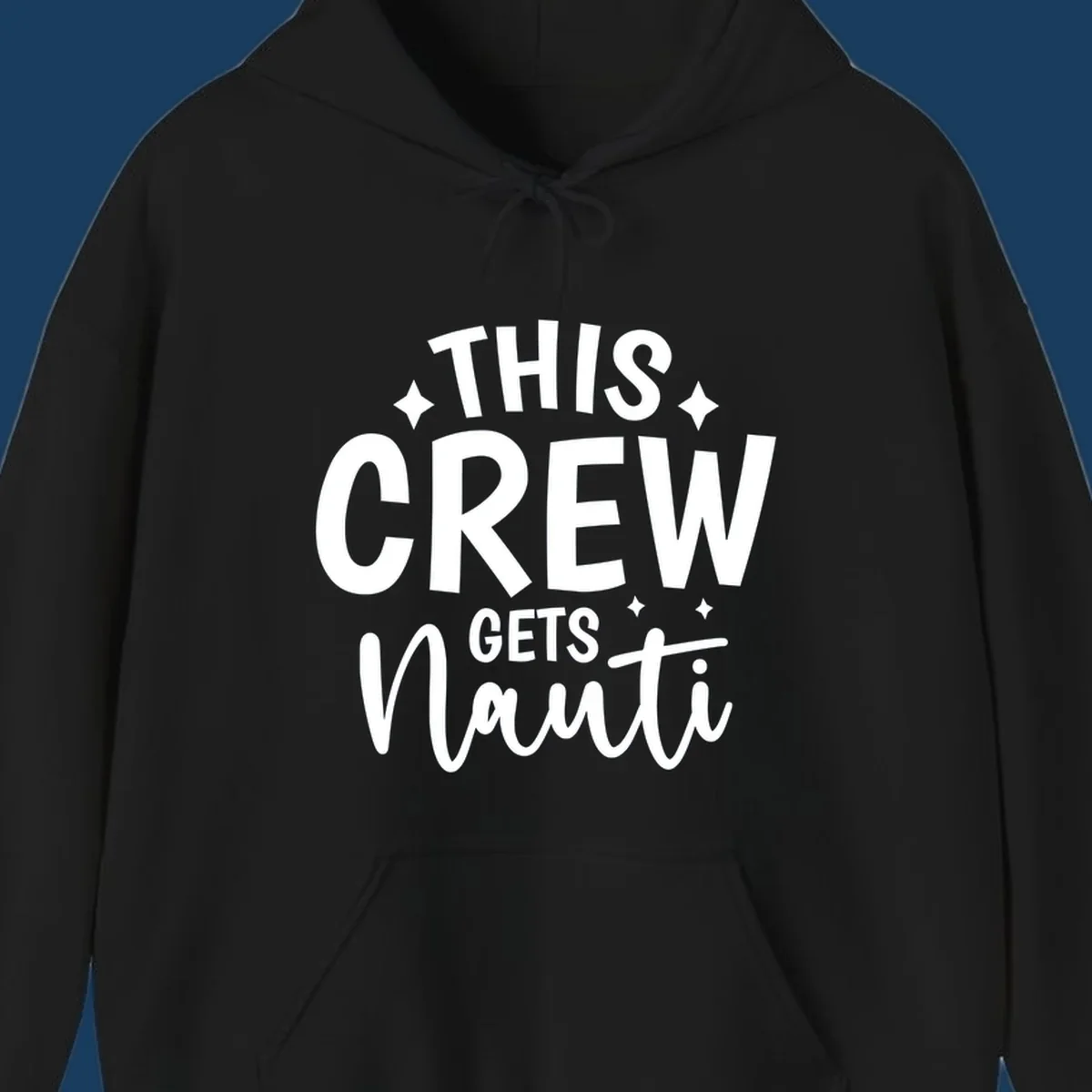 This Crew Gets Nauti funny cruise design with text and sparkle accents.
