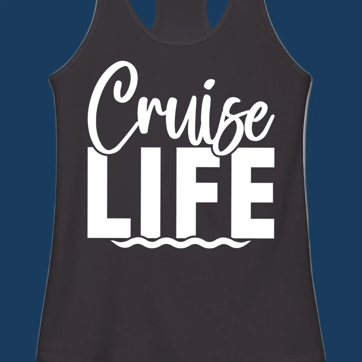 Cruise Life text with ocean waves graphic. Primary keyword: cruise-life-waves.