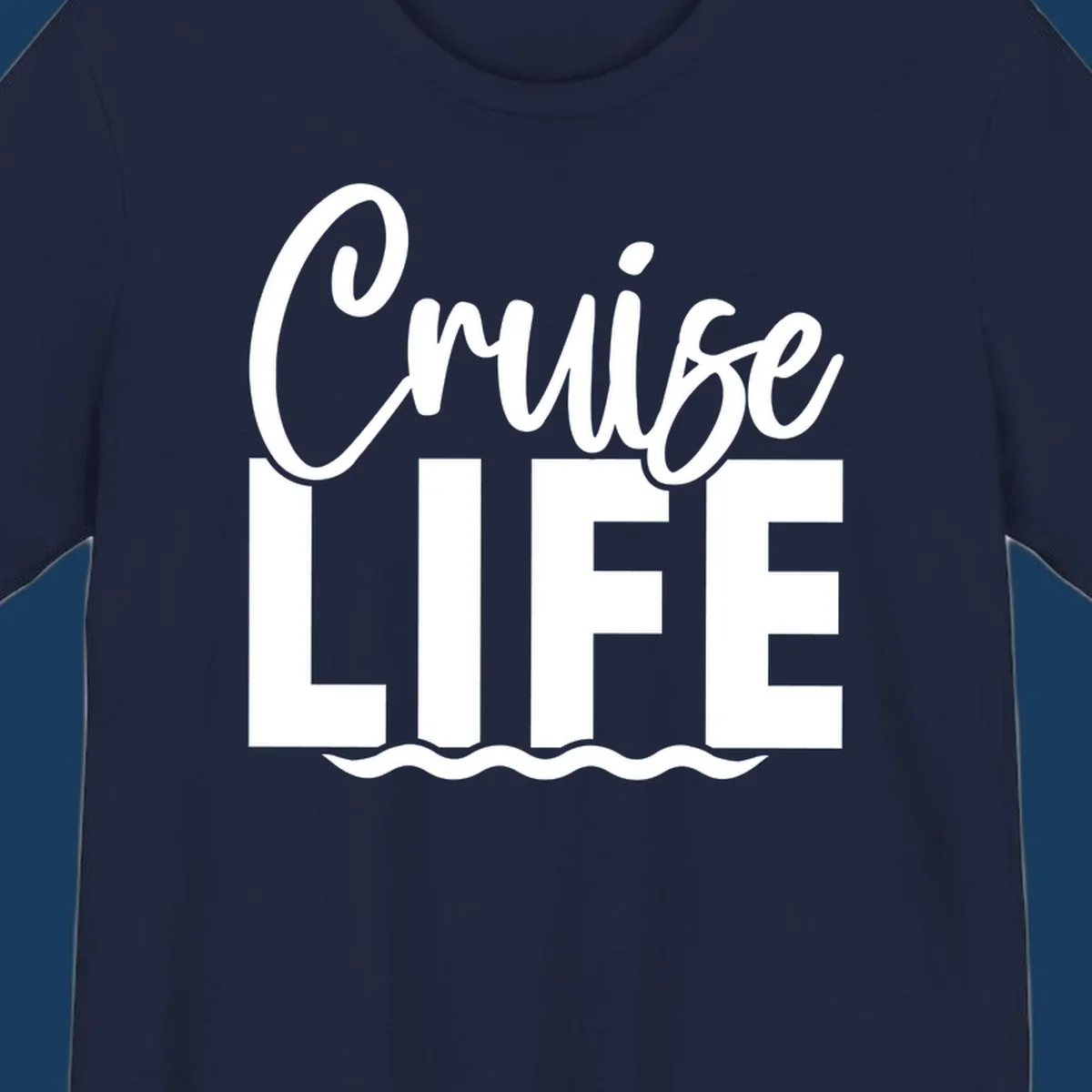 Cruise Life text with ocean waves graphic. Primary keyword: cruise-life-waves.