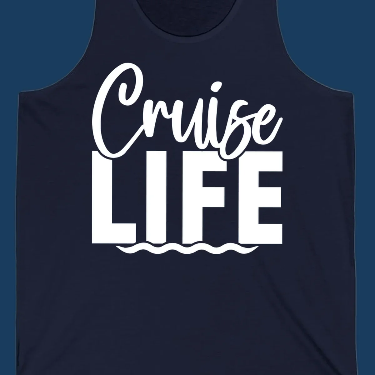 Cruise Life text with ocean waves graphic. Primary keyword: cruise-life-waves.