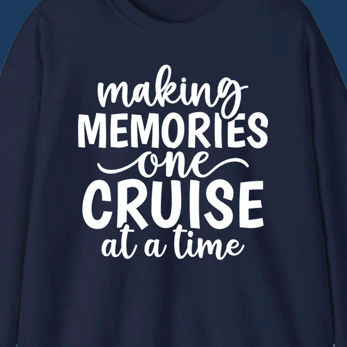 Making cruise memories text design, white lettering on black and white backgrounds.
