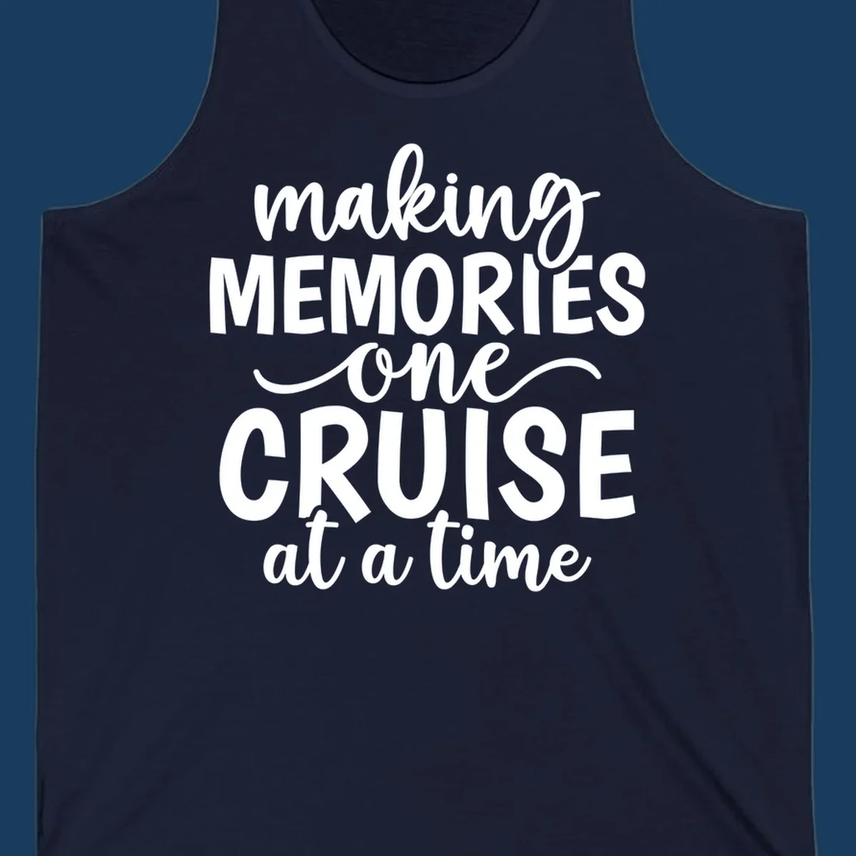 Making cruise memories text design, white lettering on black and white backgrounds.