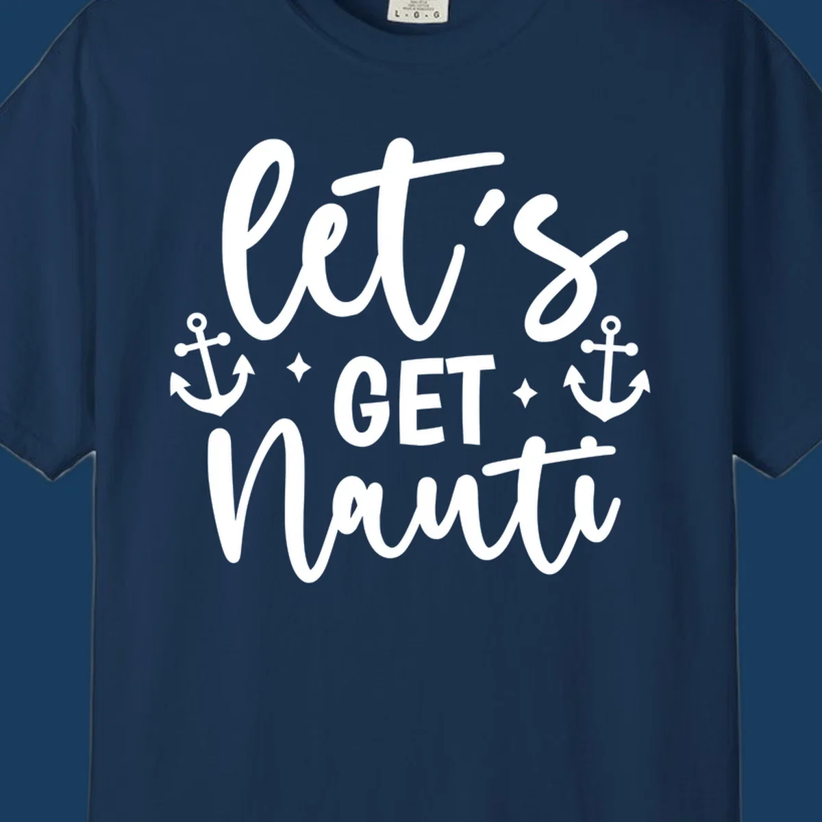 Let's Get Nauti cruise design with anchors and stars.