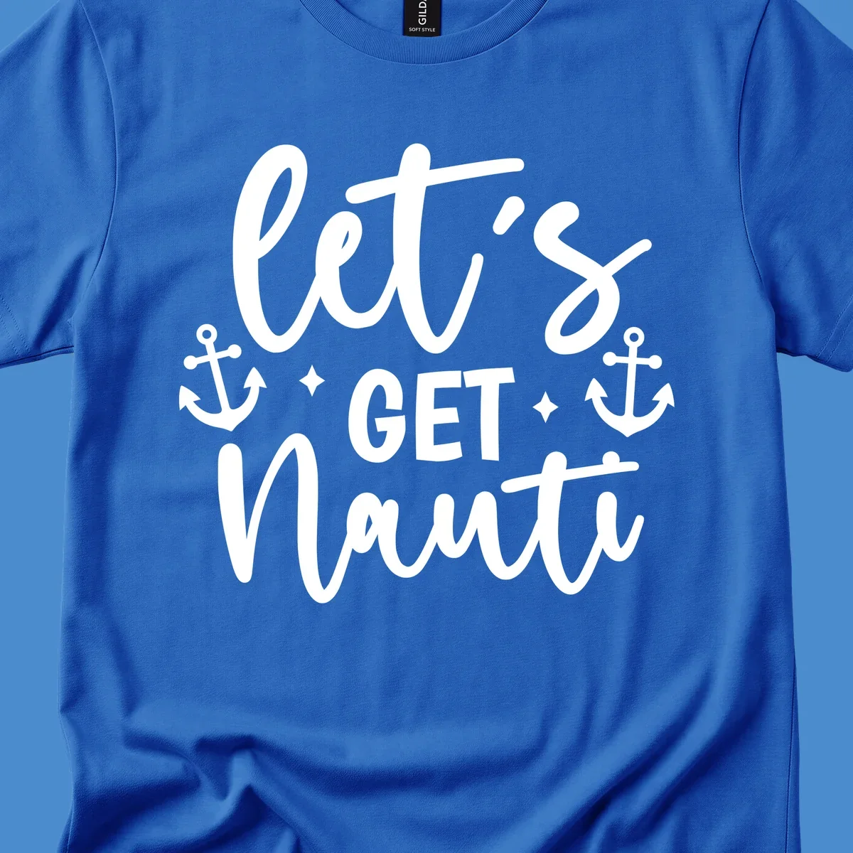 Let's Get Nauti cruise design with anchors and stars.