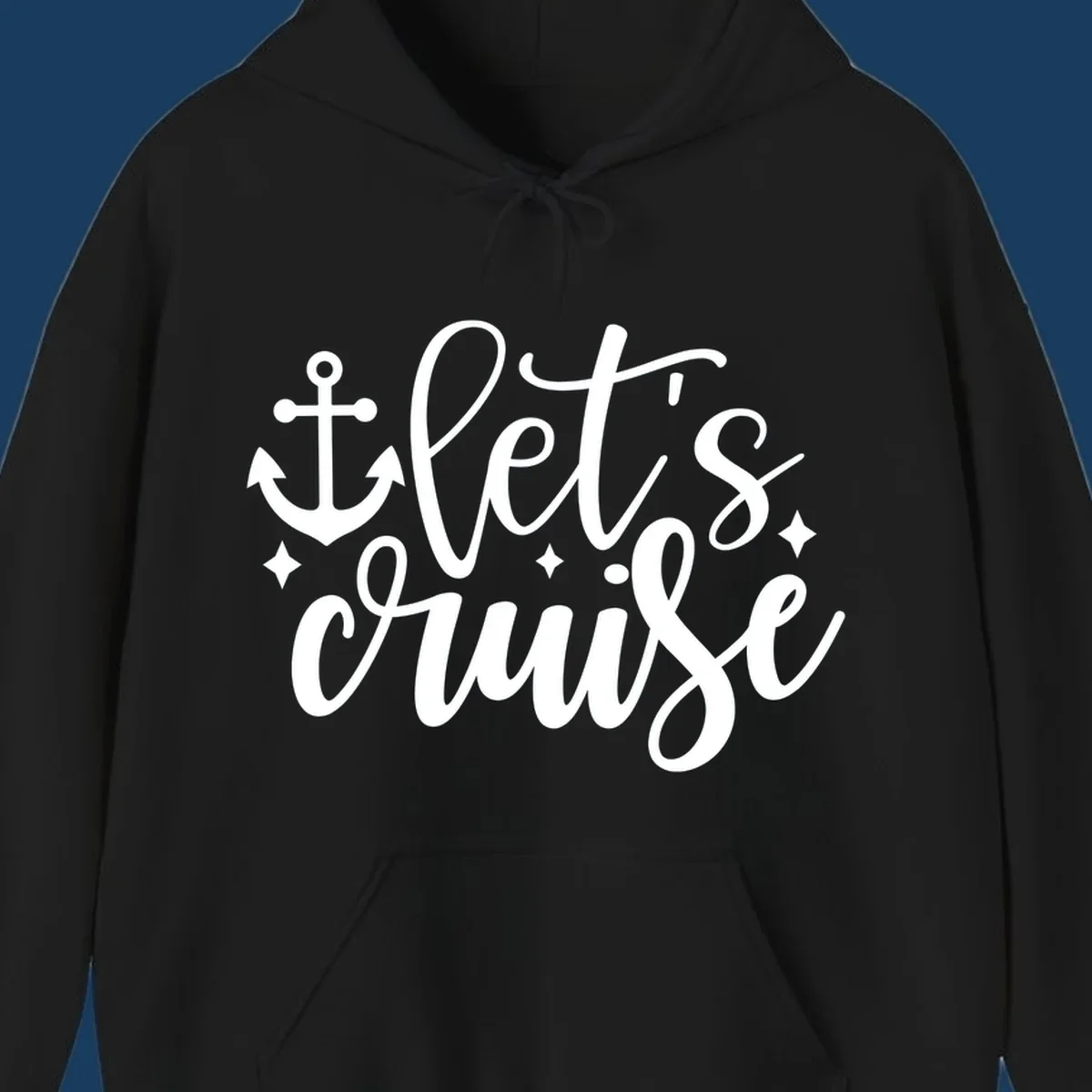 Lets cruise anchor design with script text and nautical elements.