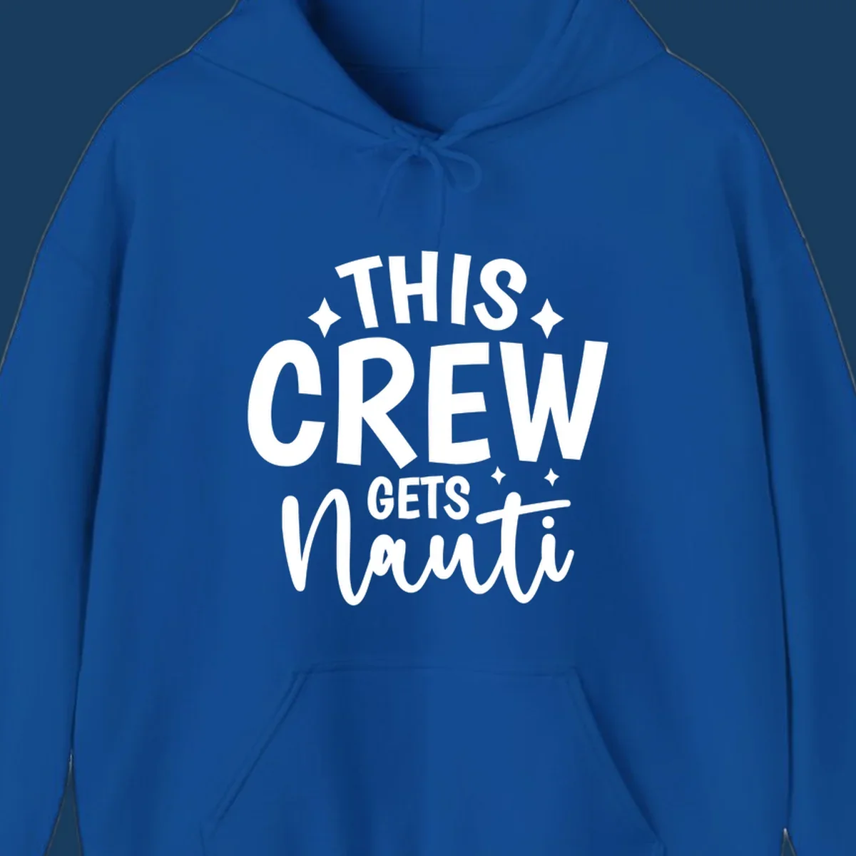 This Crew Gets Nauti text design with sparkle accents.