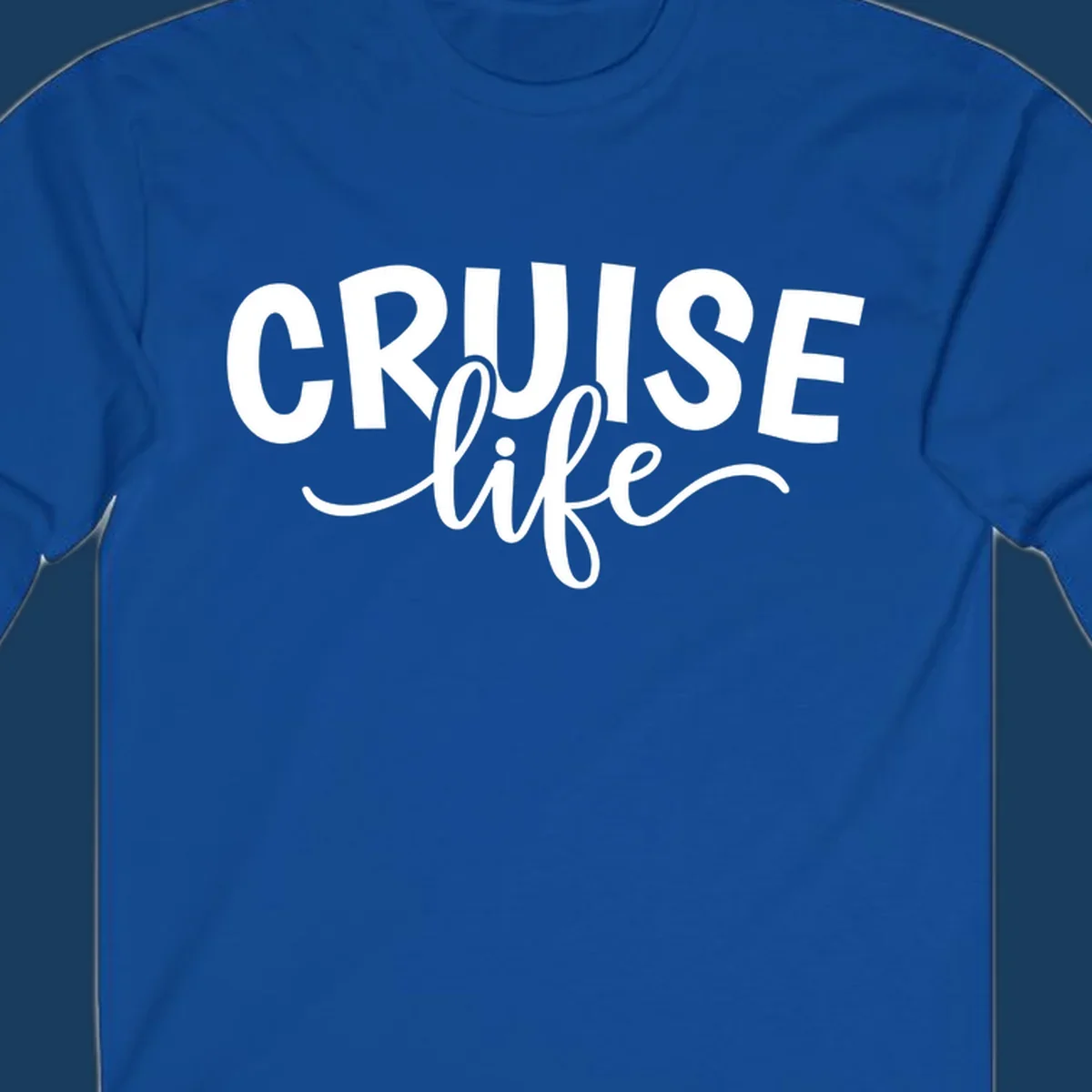 Cruise life text in bold and script fonts. Available in white on black and black on white.