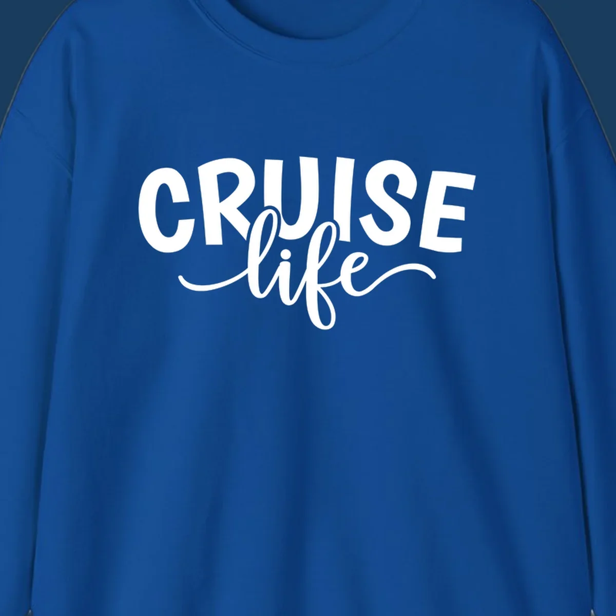 Cruise life text in bold and script fonts. Available in white on black and black on white.