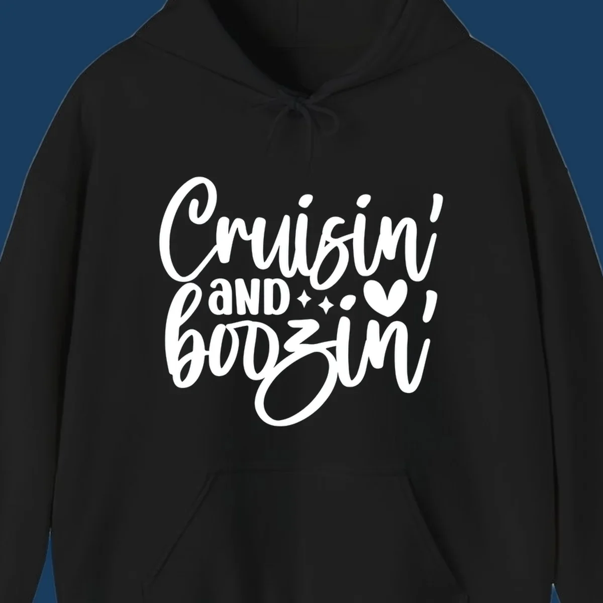 Cruisin and Boozin text design with heart and sparkles for a cruise vacation.