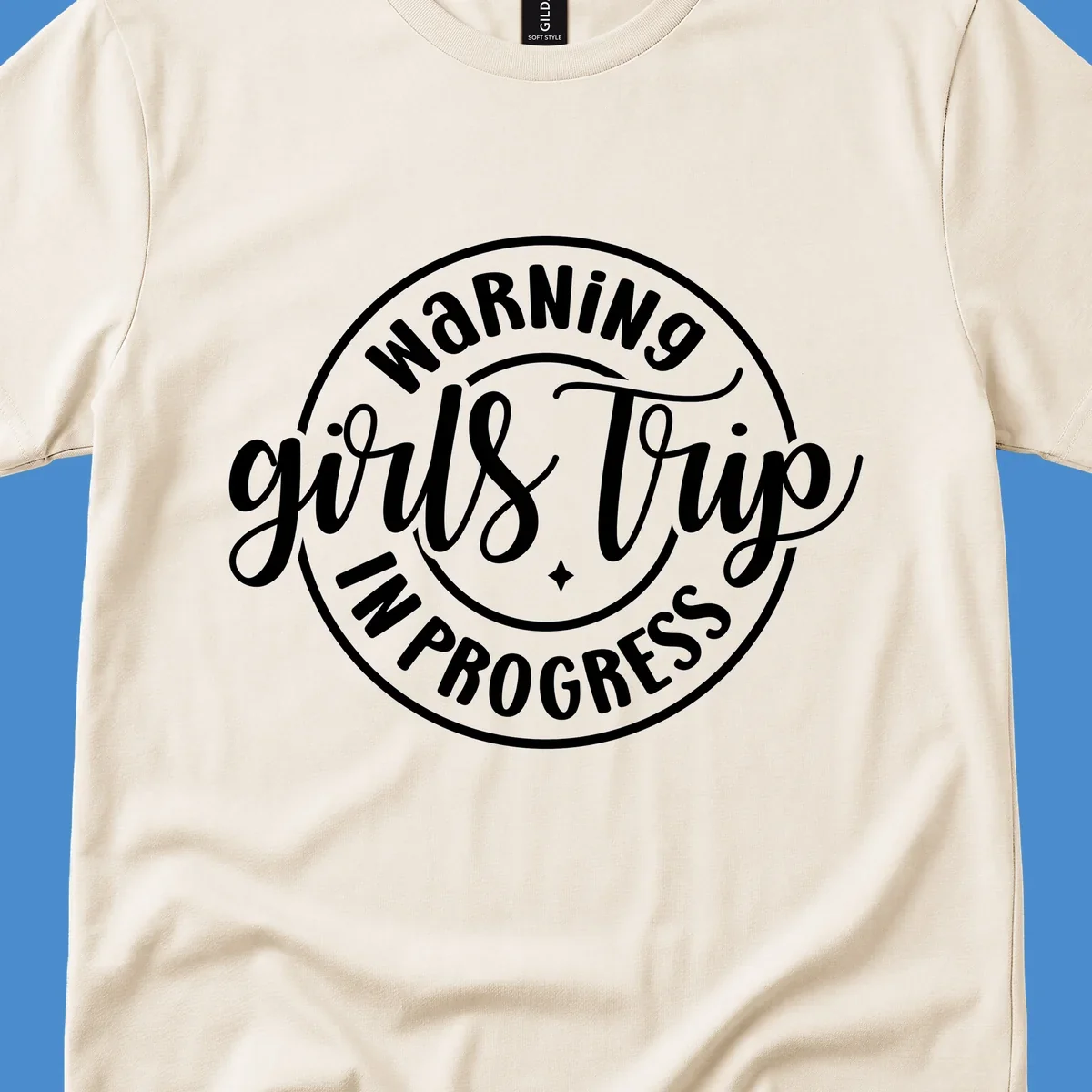 Girls trip warning in progress circular text design