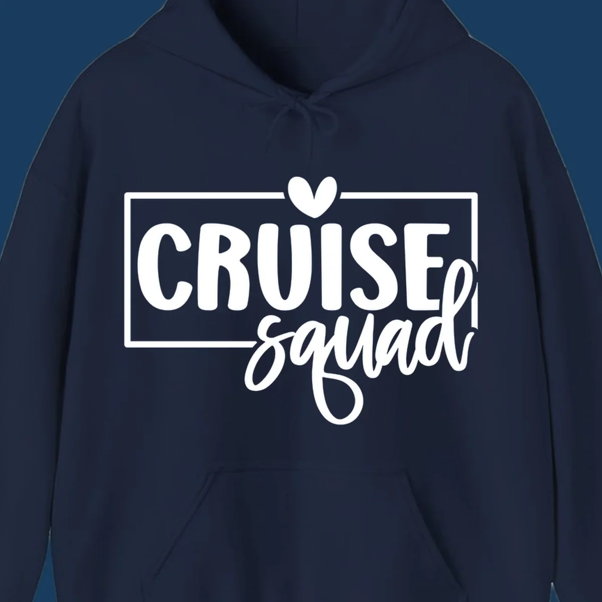 White text 'CRUISE squad' with a heart above the I, inside a rectangle. Cruise squad group shirt.
