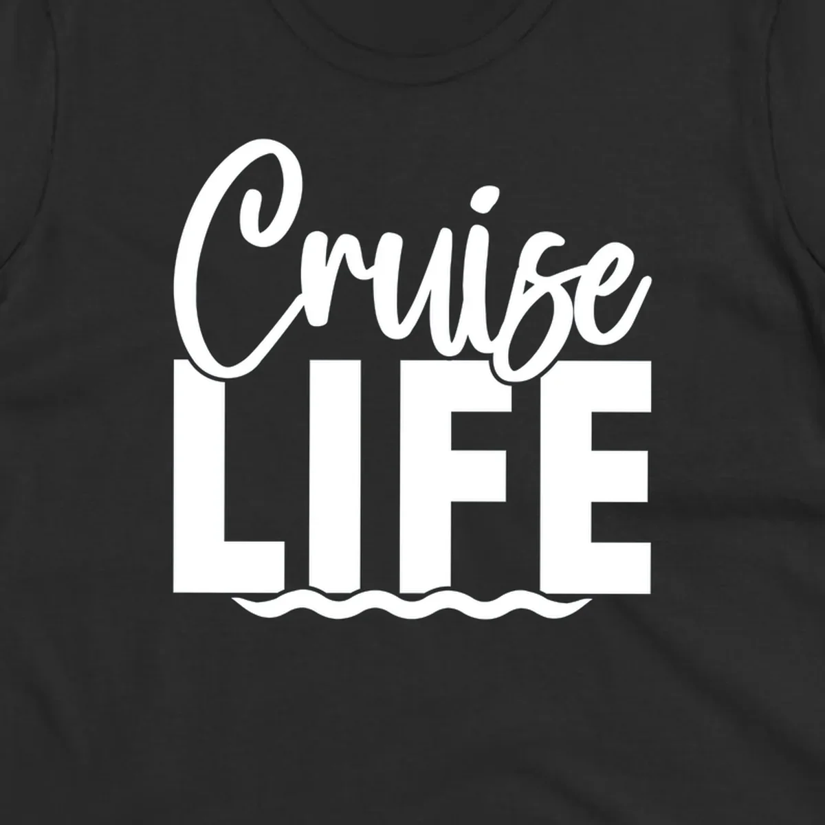 White text 'Cruise LIFE' with wavy lines underneath, representing the cruise life.