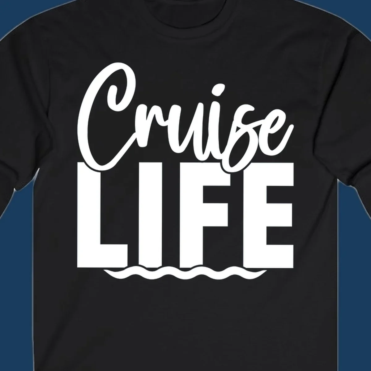 White text 'Cruise LIFE' with wavy lines underneath, representing the cruise life.