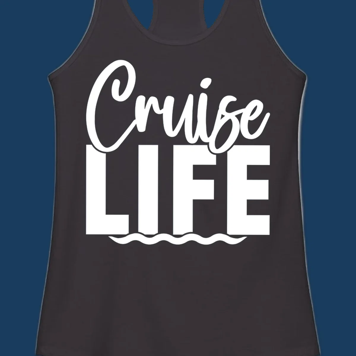 White text 'Cruise LIFE' with wavy lines underneath, representing the cruise life.