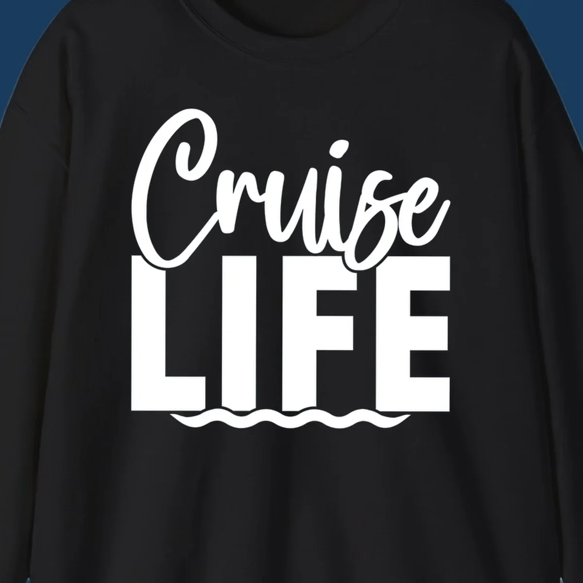 White text 'Cruise LIFE' with wavy lines underneath, representing the cruise life.