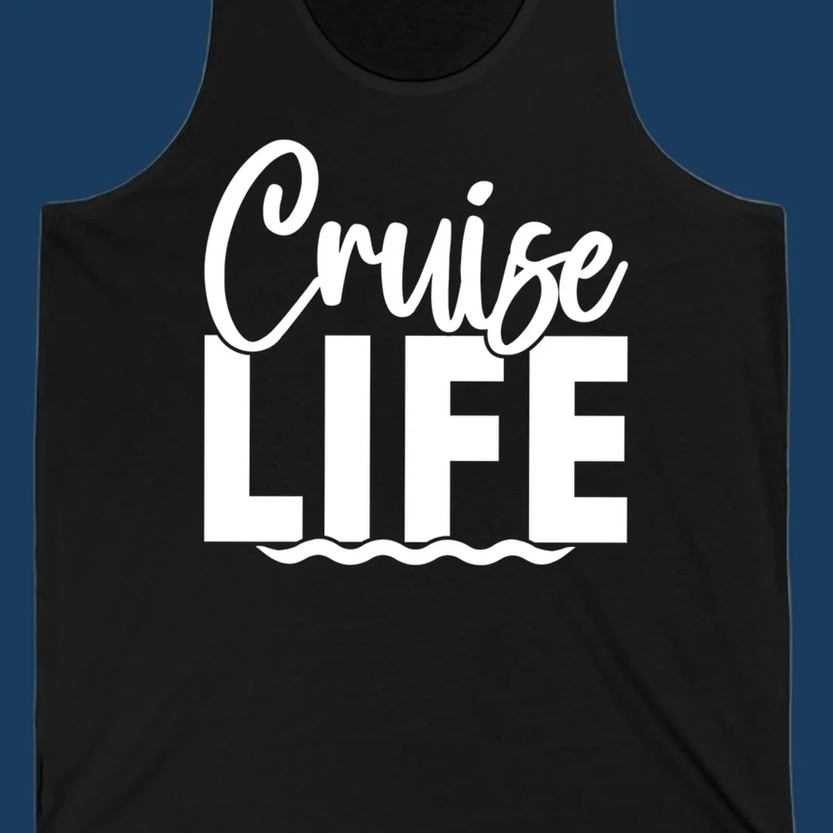 White text 'Cruise LIFE' with wavy lines underneath, representing the cruise life.