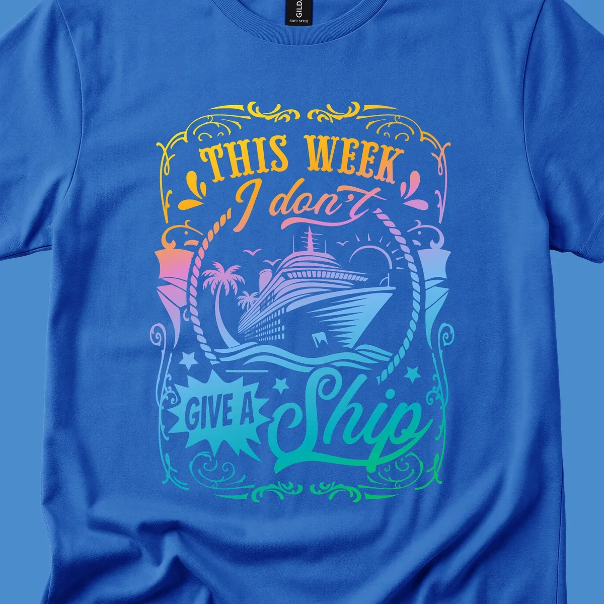 Cruise ship with text 'This Week I Don't Give A Ship' for funny cruise vacation shirts.