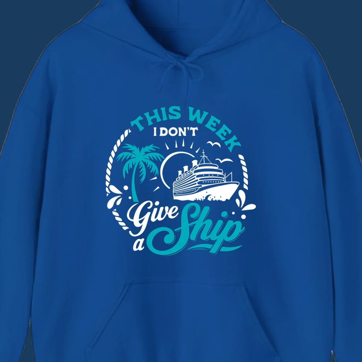 This Week I Don't Give A Ship cruise design with ship, palm tree, and text.