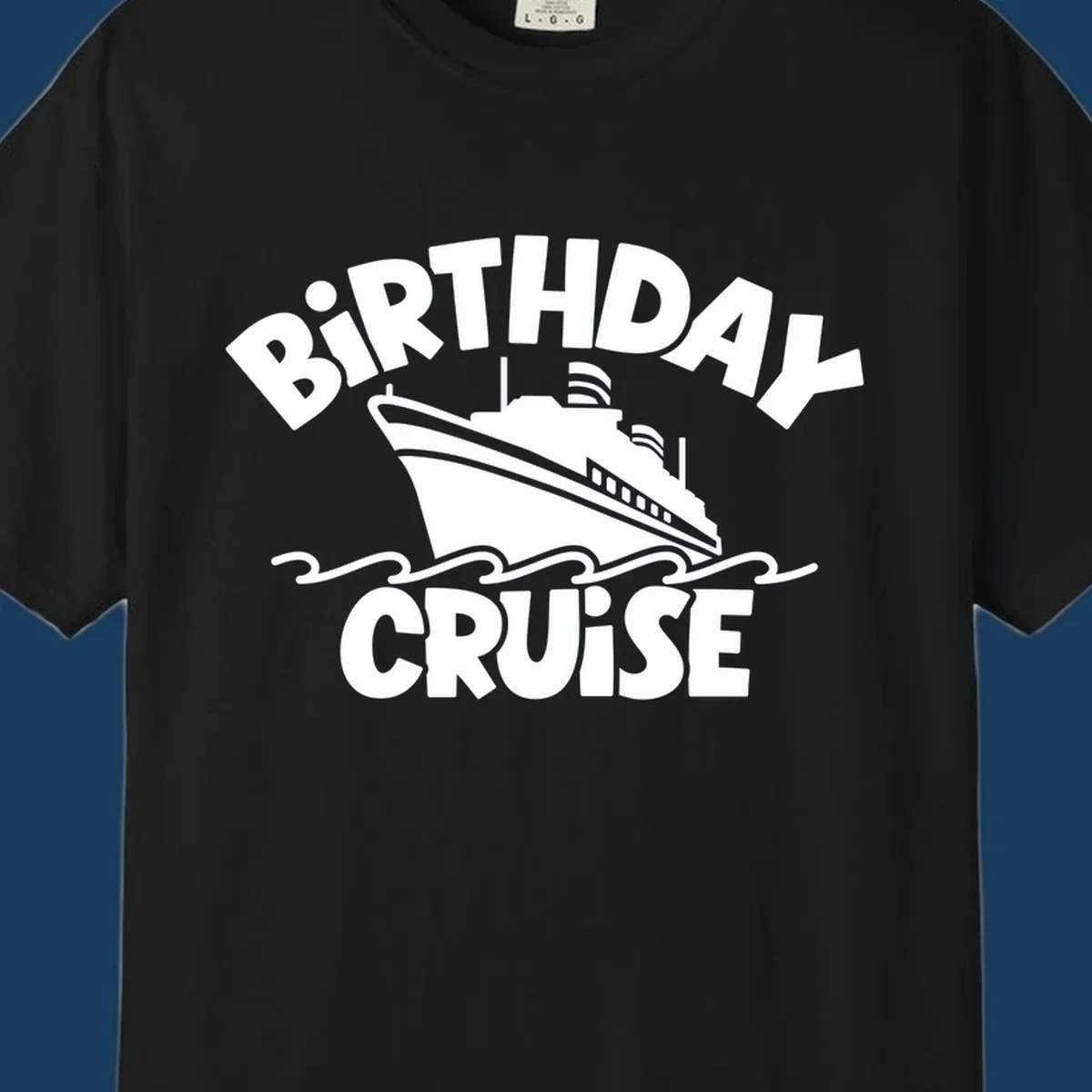 Birthday cruise ship illustration with text 'BIRTHDAY CRUISE'
