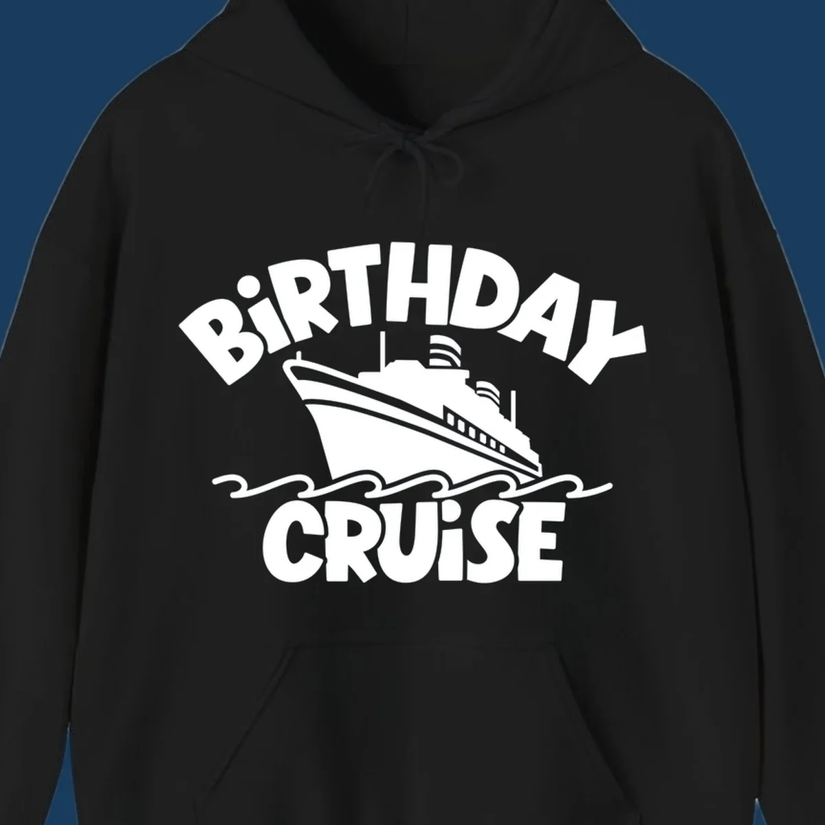Birthday cruise ship illustration with text 'BIRTHDAY CRUISE'