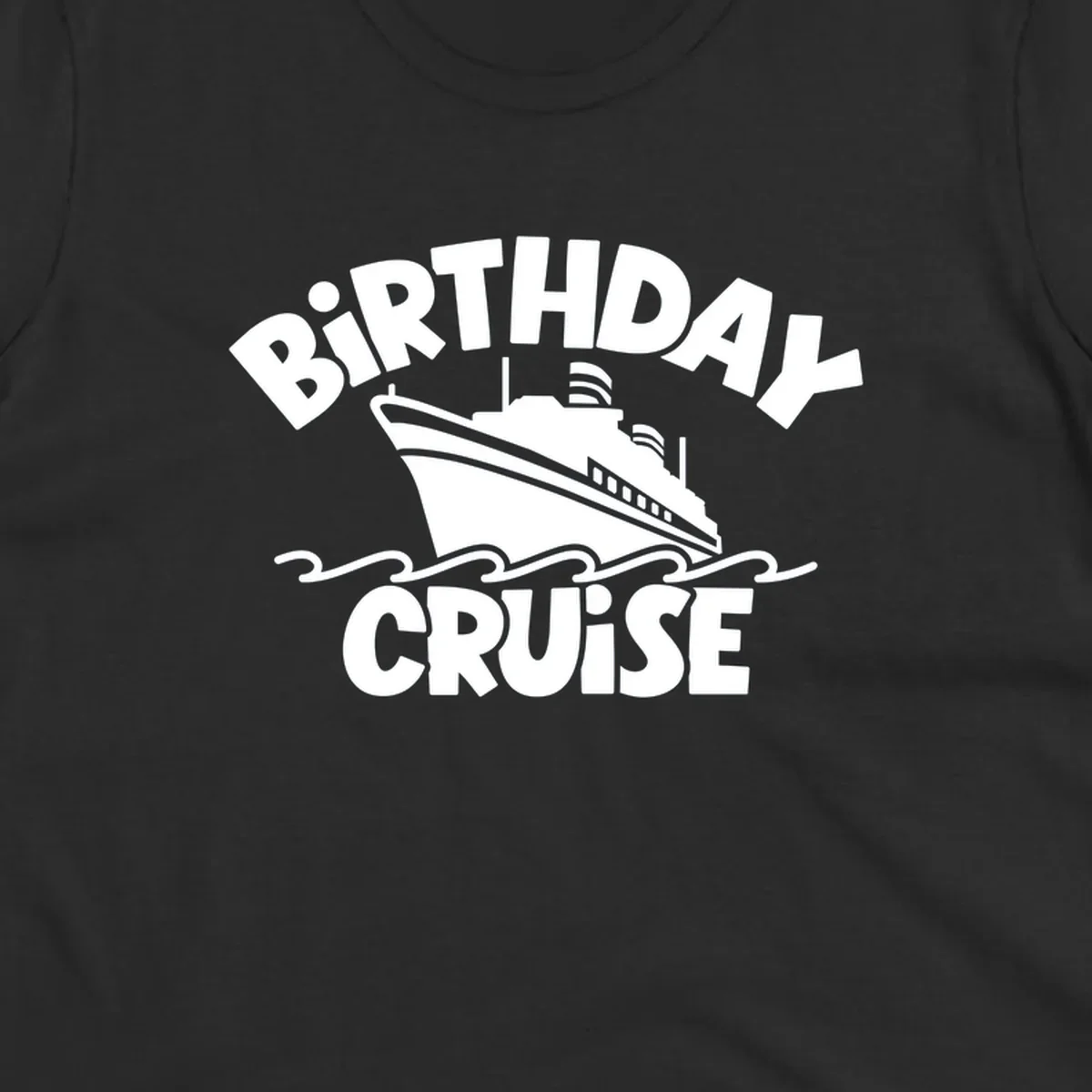 Birthday cruise ship illustration with text 'BIRTHDAY CRUISE'
