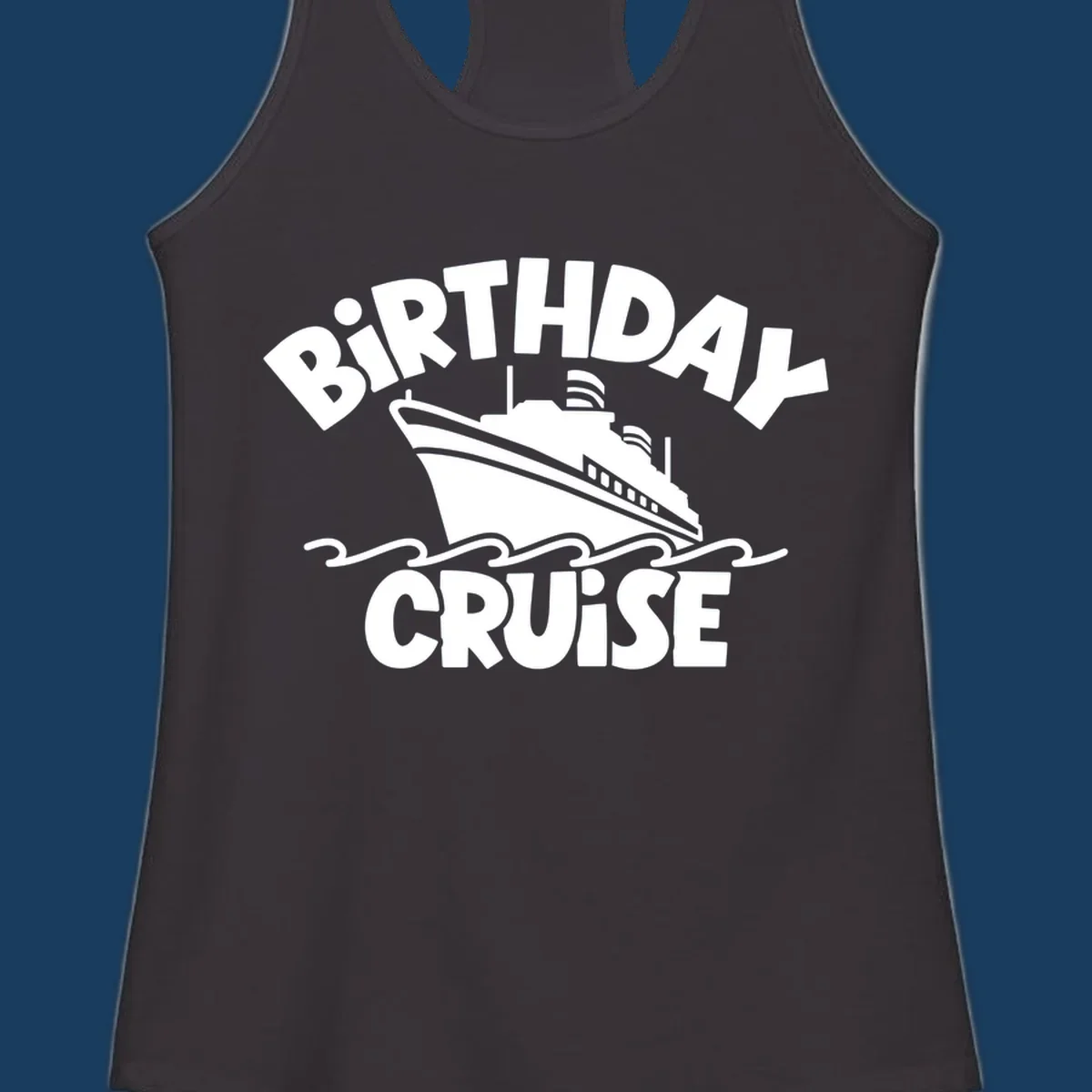 Birthday cruise ship illustration with text 'BIRTHDAY CRUISE'