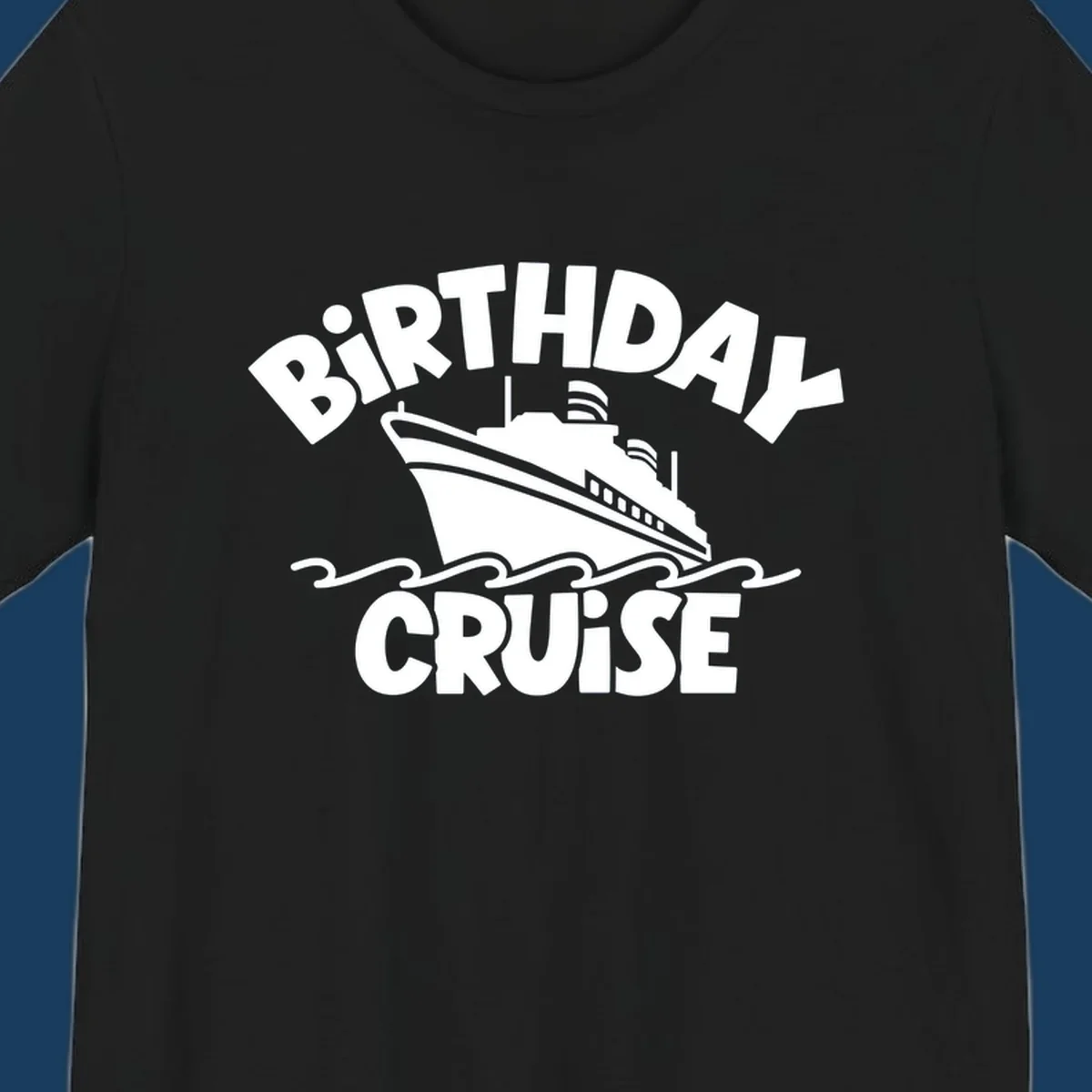 Birthday cruise ship illustration with text 'BIRTHDAY CRUISE'