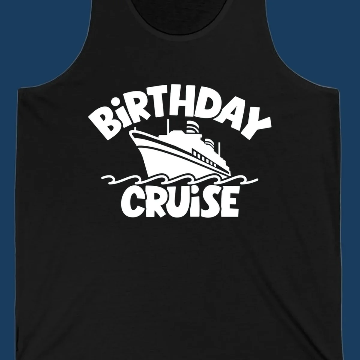 Birthday cruise ship illustration with text 'BIRTHDAY CRUISE'