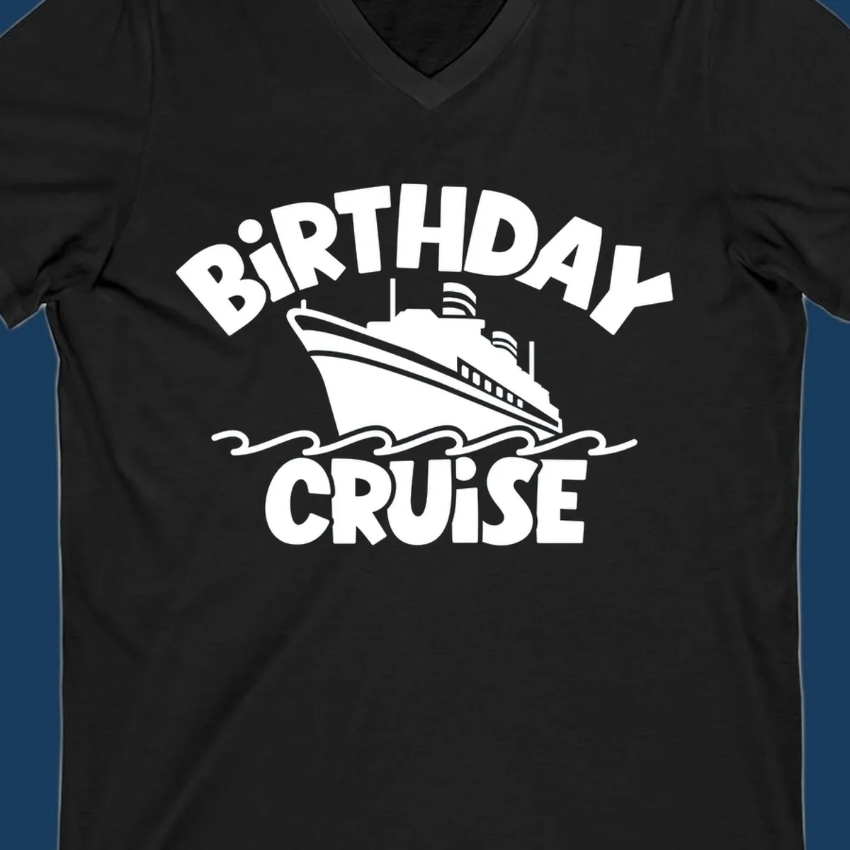 Birthday cruise ship illustration with text 'BIRTHDAY CRUISE'