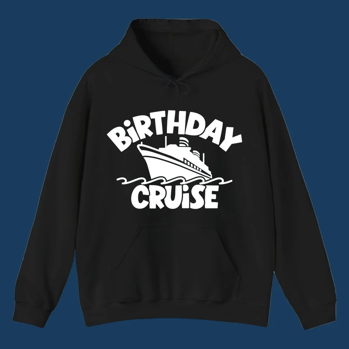 Birthday cruise ship illustration with text, birthday cruise ship