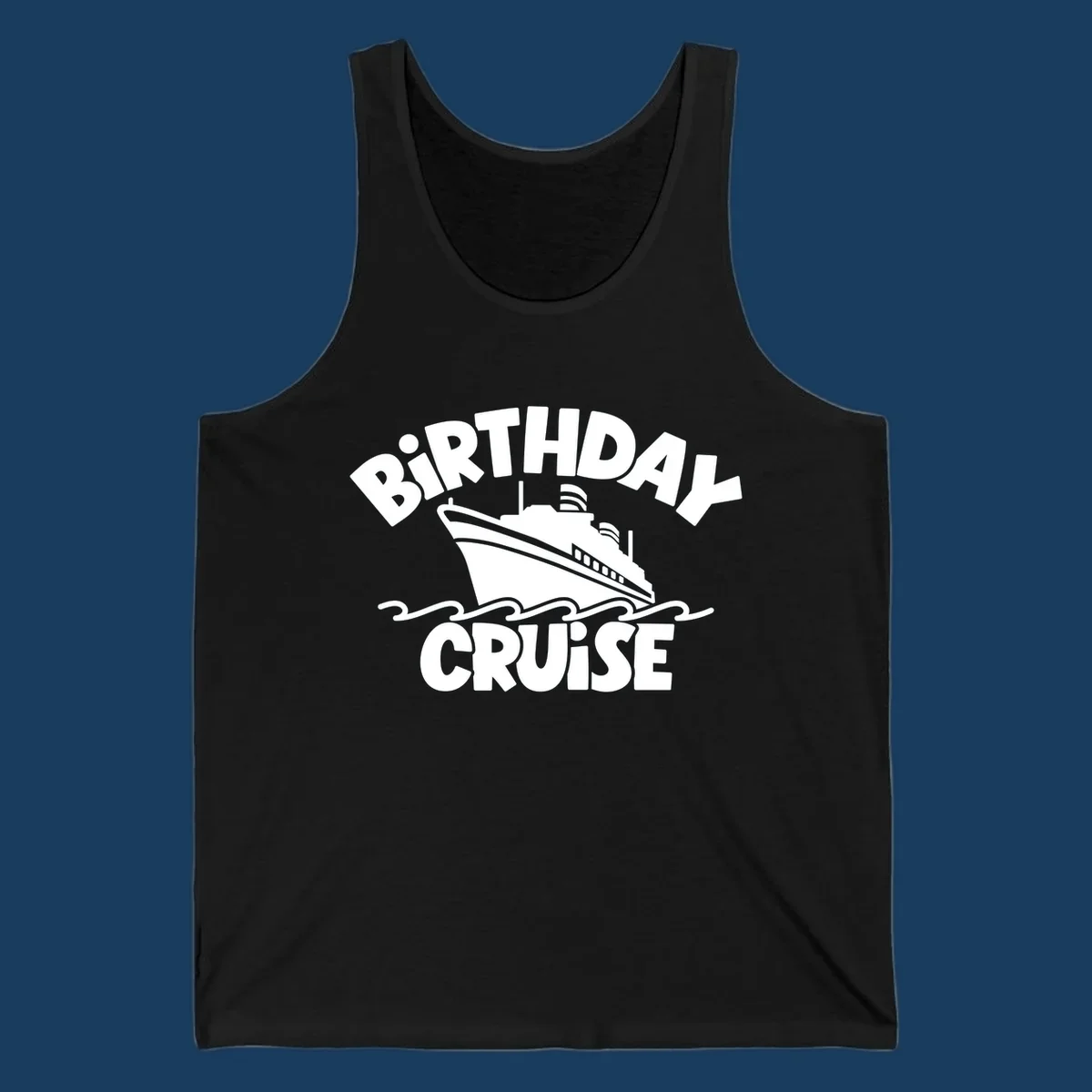 Birthday cruise ship illustration with text, birthday cruise ship