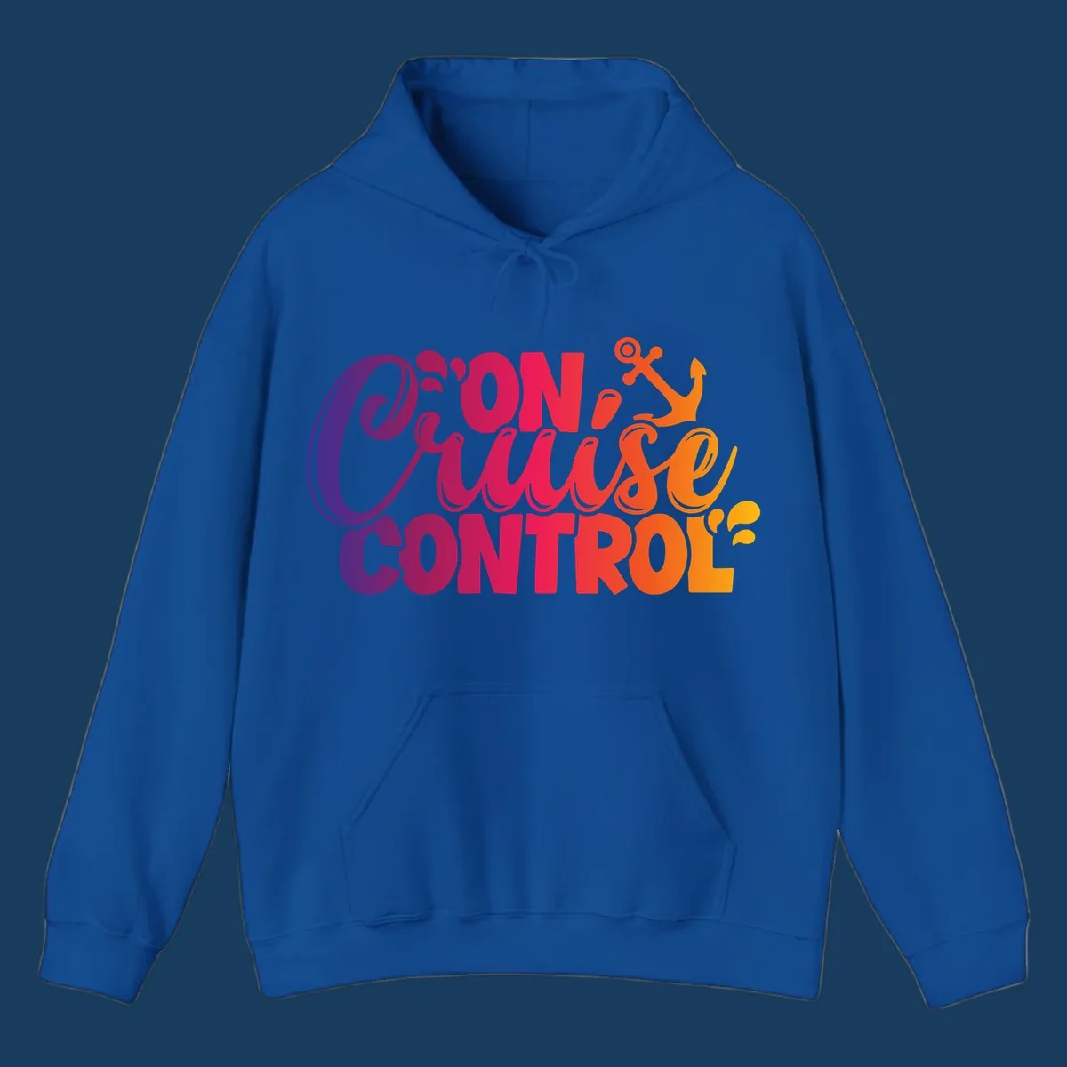 On Cruise Control funny vacation design with anchor and water splashes.