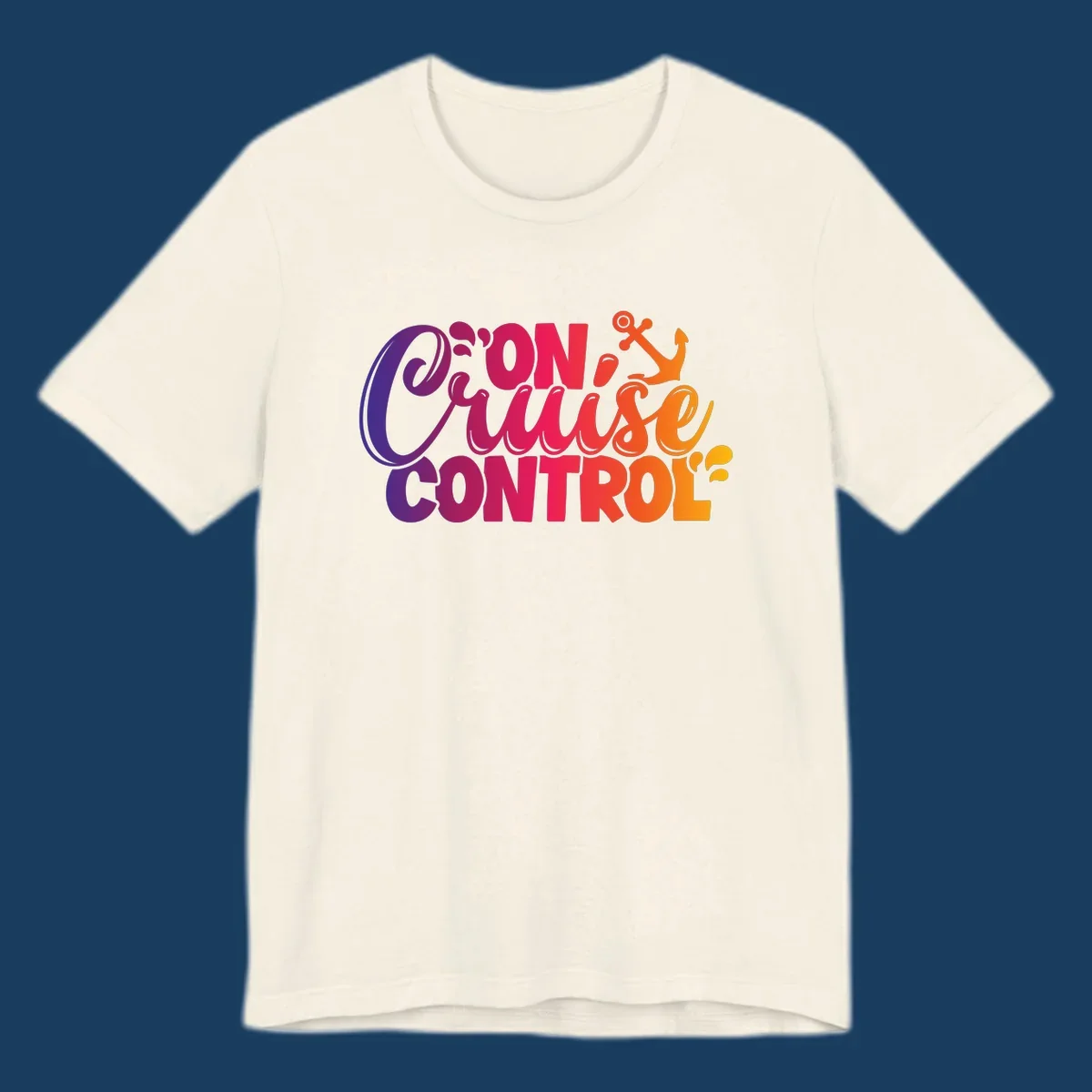 On Cruise Control funny vacation design with anchor and water splashes.