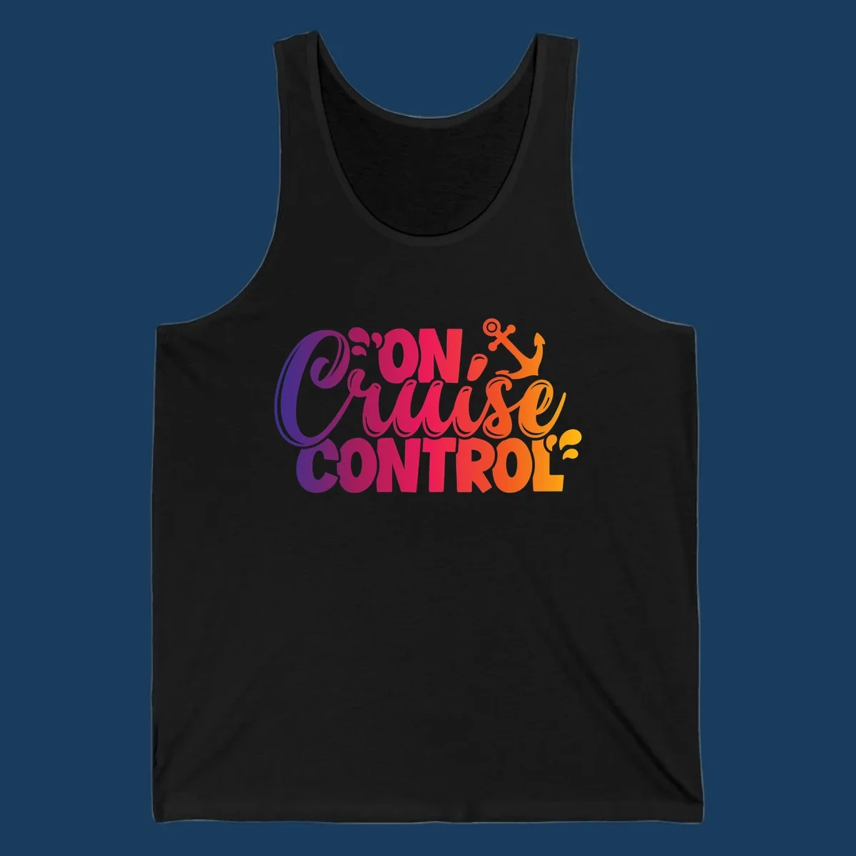 On Cruise Control funny vacation design with anchor and water splashes.