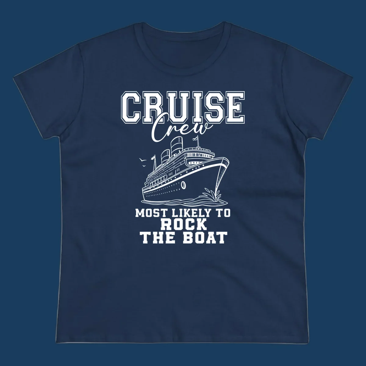 Cruise crew rocking the boat illustration with text.