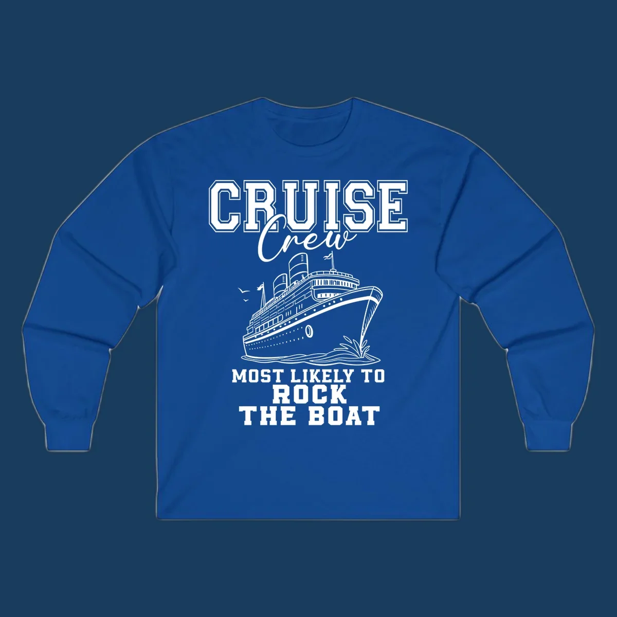 Cruise crew rocking the boat illustration with text.