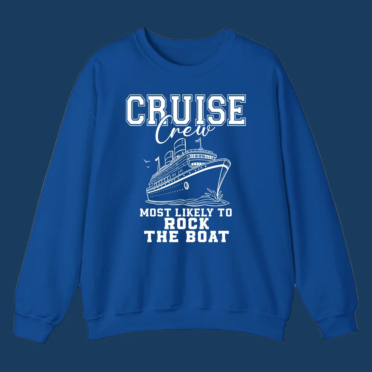 Cruise crew rocking the boat illustration with text.