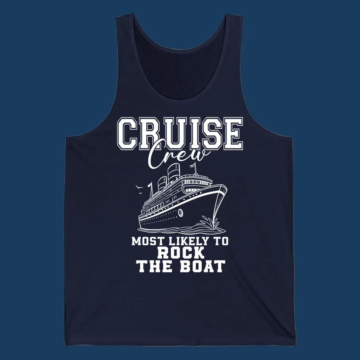 Cruise crew rocking the boat illustration with text.