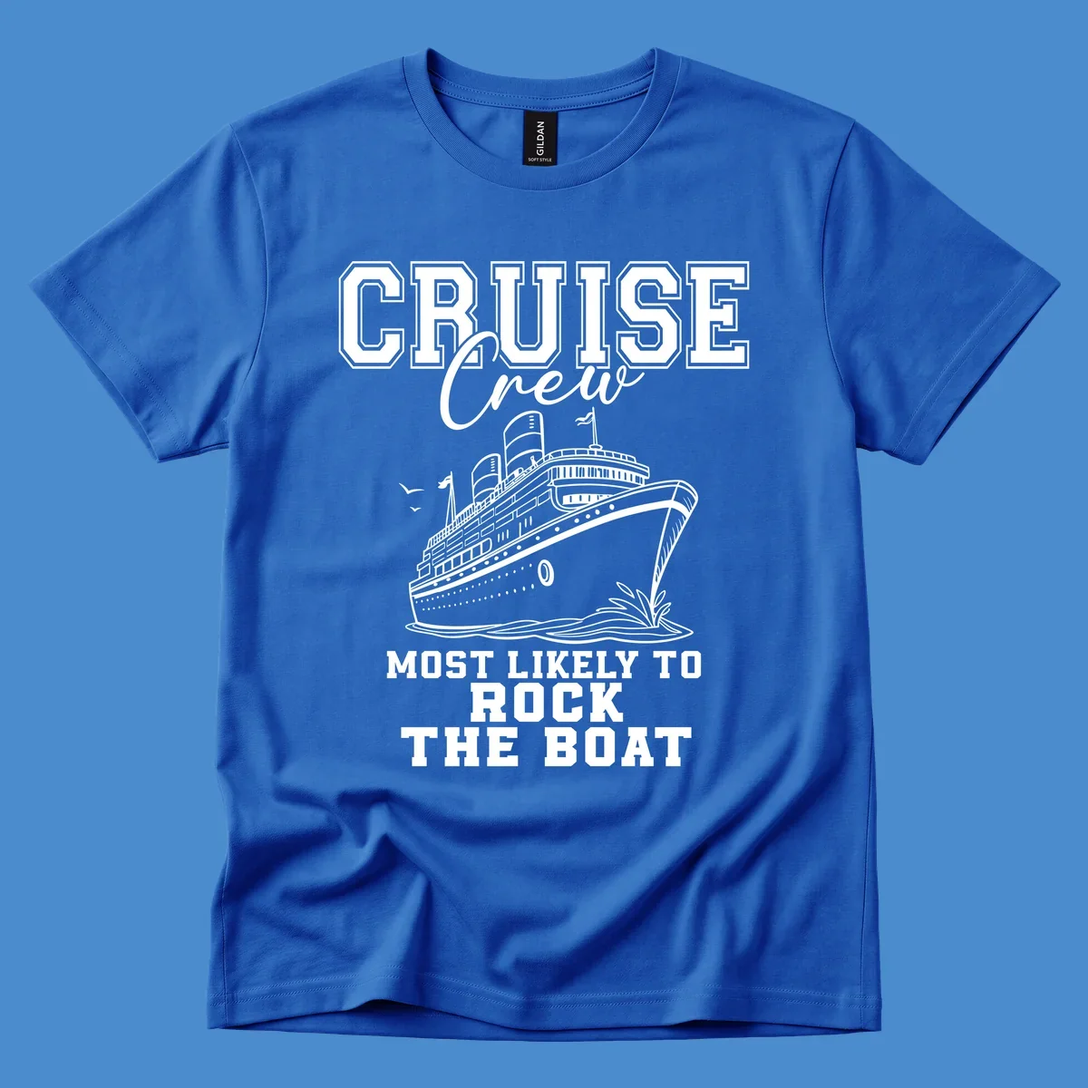 Cruise crew rocking the boat illustration with text.