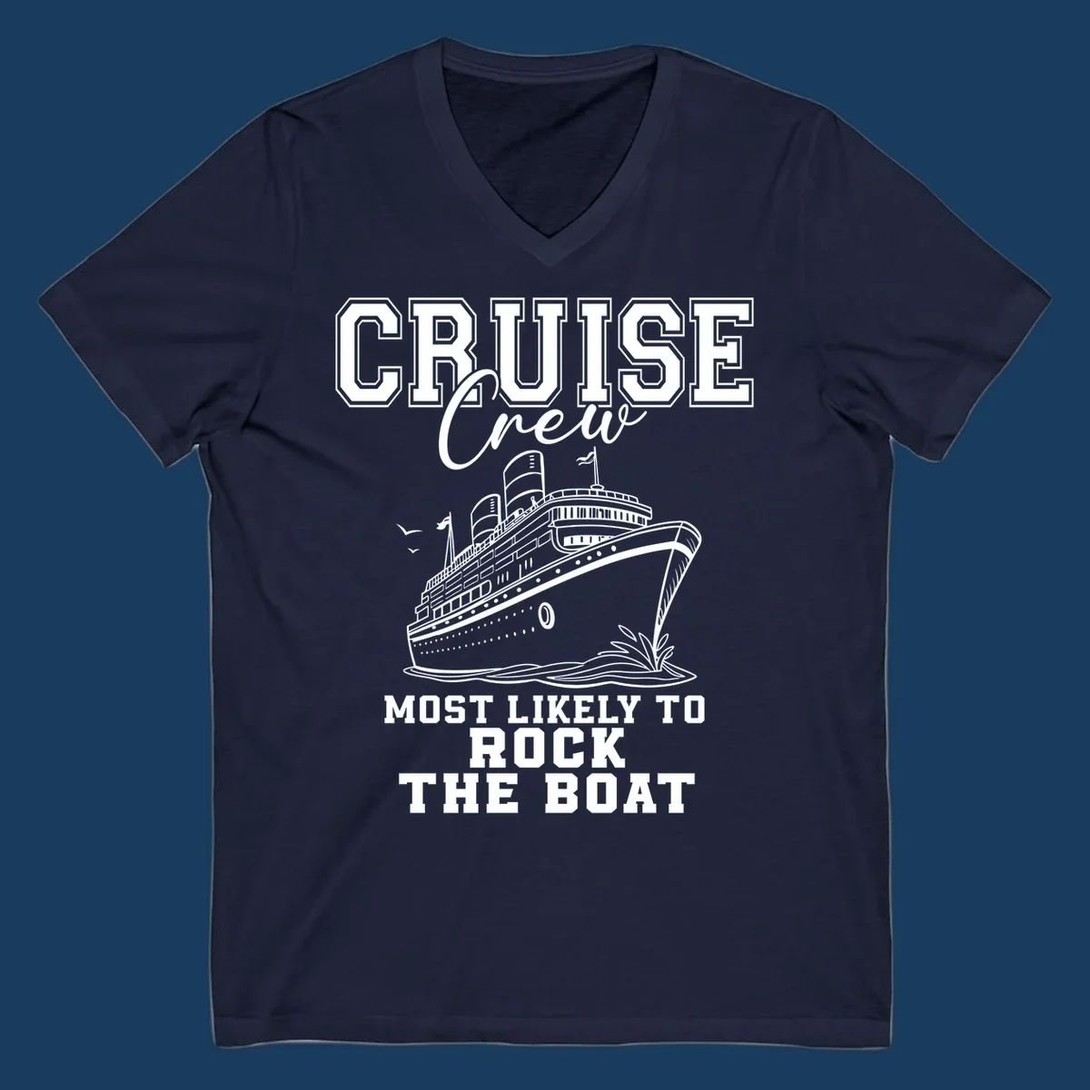 Cruise crew rocking the boat illustration with text.