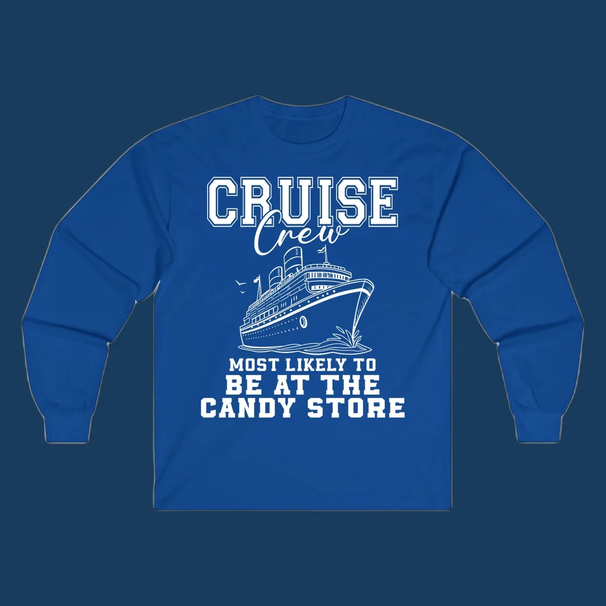 Cruise crew most likely to be at the candy store funny cruise ship illustration