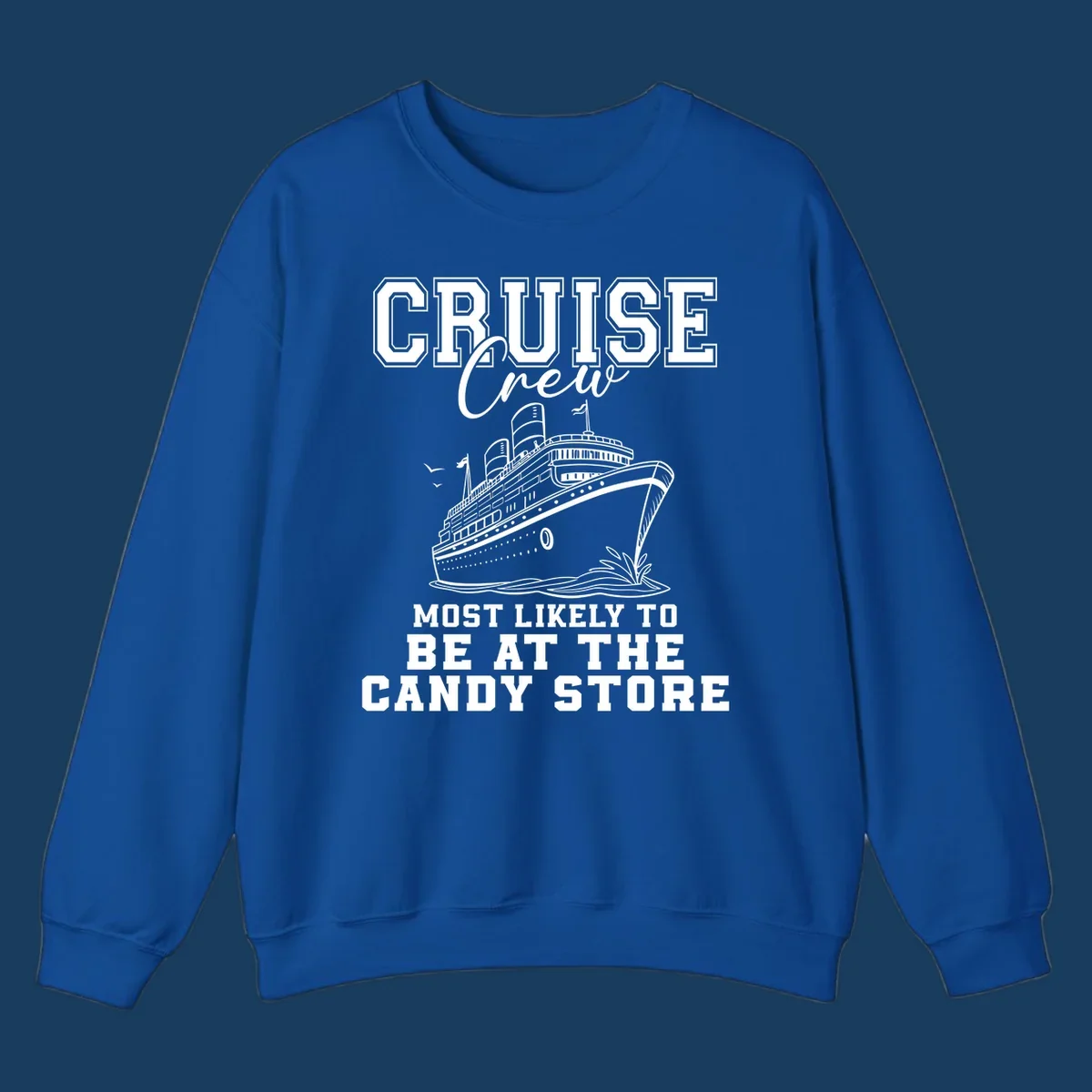 Cruise crew most likely to be at the candy store funny cruise ship illustration