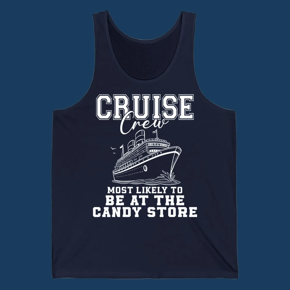 Cruise crew most likely to be at the candy store funny cruise ship illustration