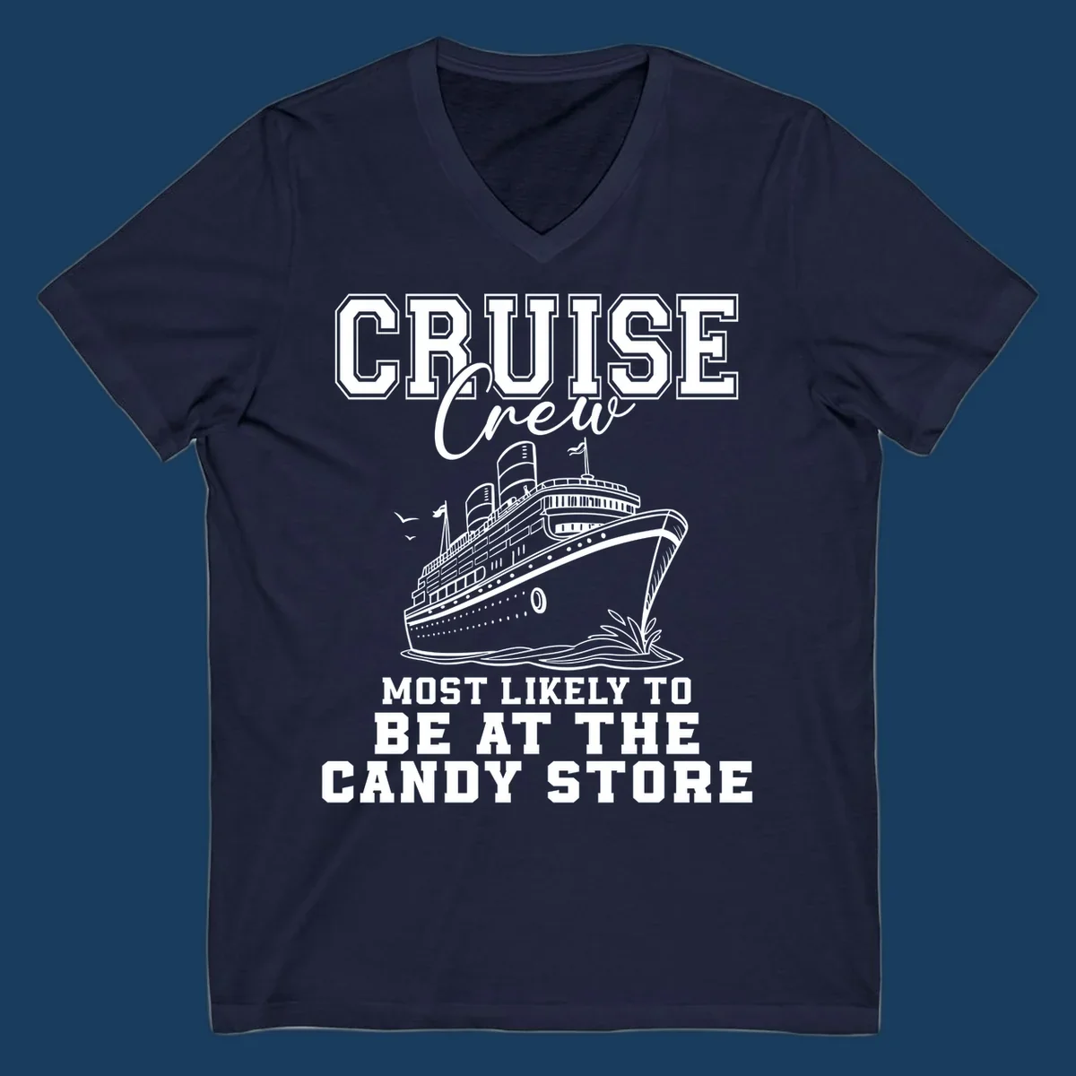 Cruise crew most likely to be at the candy store funny cruise ship illustration