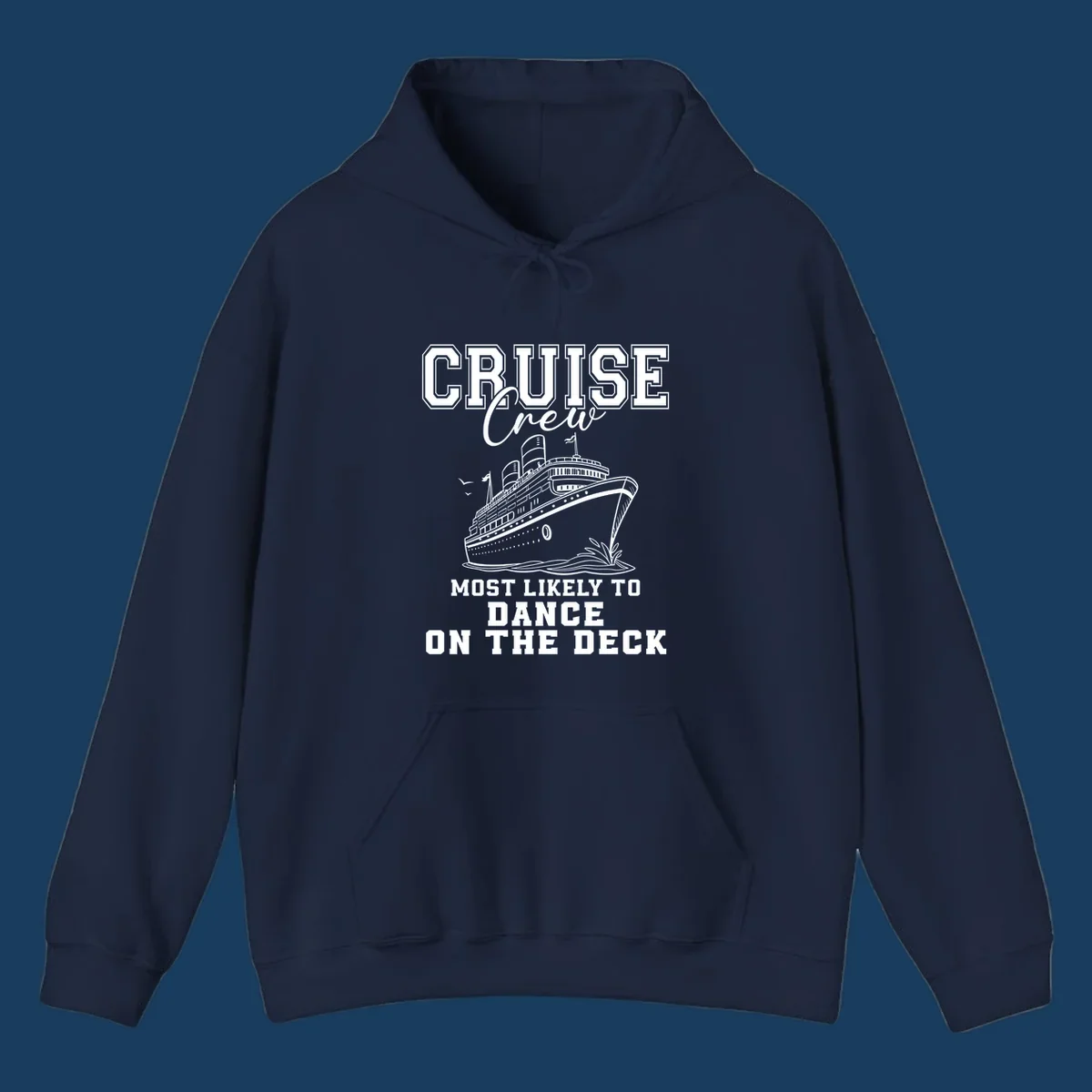 Cruise crew design with a ship and text saying 'Most Likely To Dance On The Deck'.