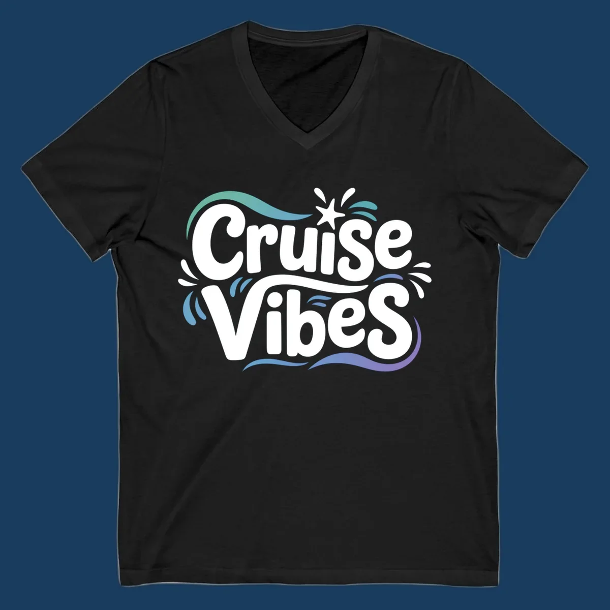 Cruise Vibes fun typography with colorful wave accents.