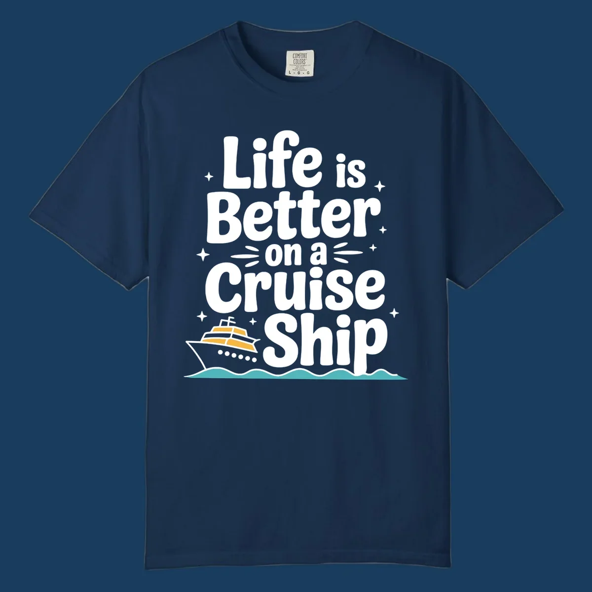 Life is better on a cruise ship text and illustration