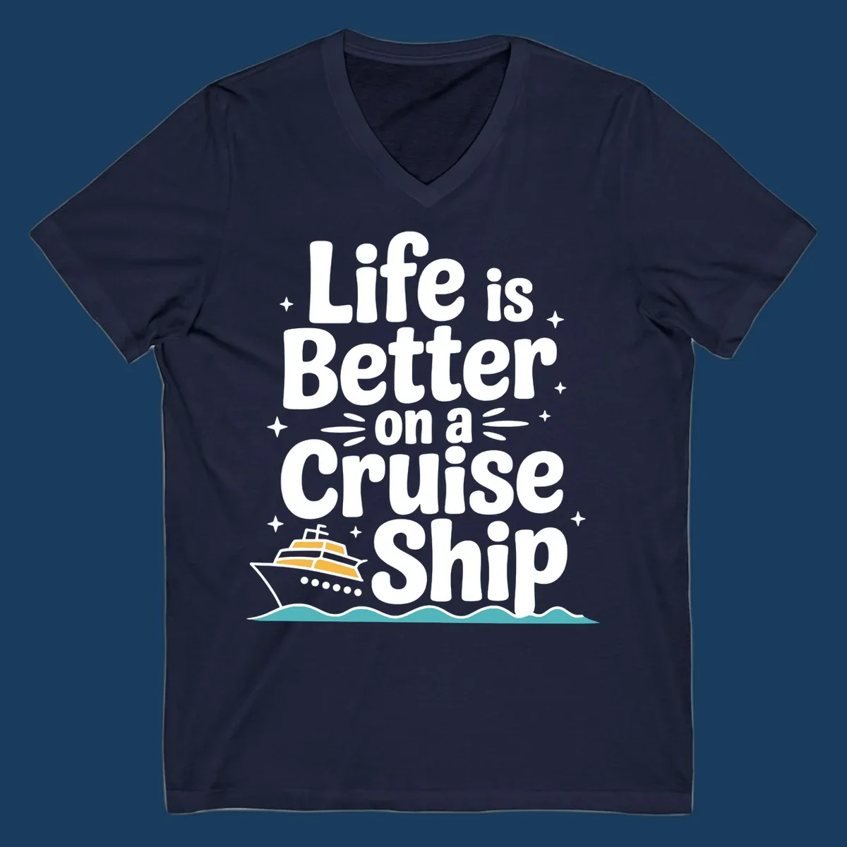 Life is better on a cruise ship text and illustration