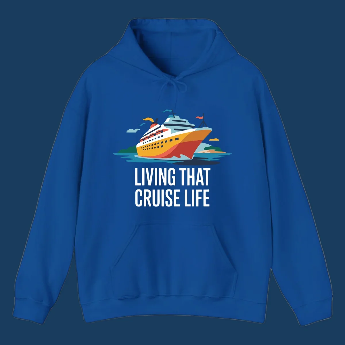 Illustration of a cruise ship with text 'LIVING THAT CRUISE LIFE', representing the living the cruise life concept.